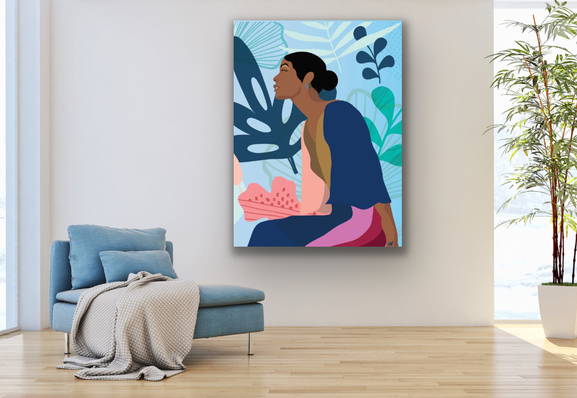 Reverie in the Garden-BAPART print of Women Meditating in Garden