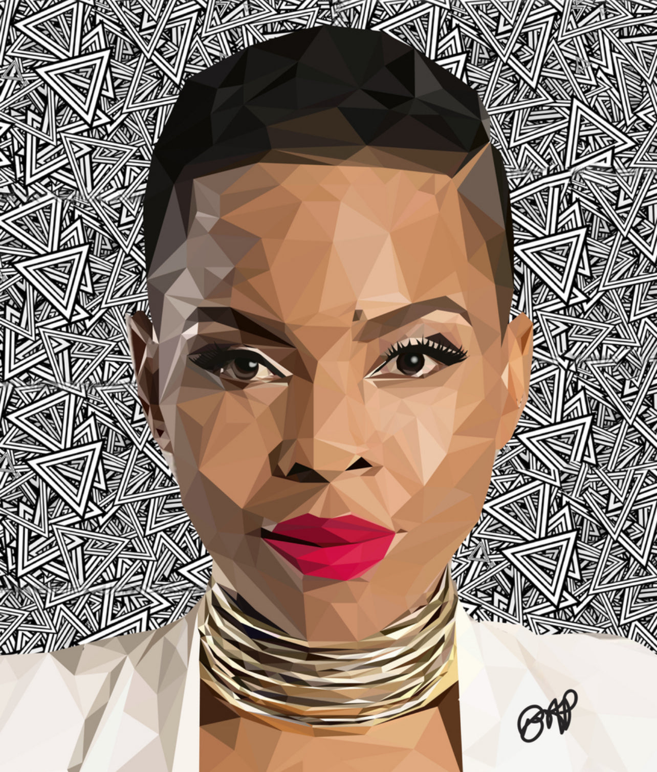 Angled-Poly Portrait of a black woman