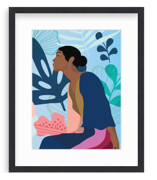 Reverie in the Garden-BAPART print of Women Meditating in Garden